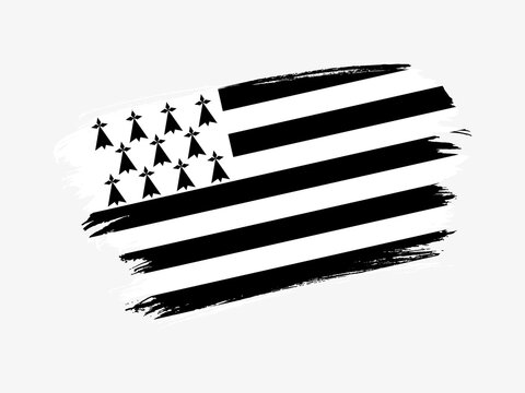 Brittany flag made in textured brush stroke. Patriotic country flag on white background