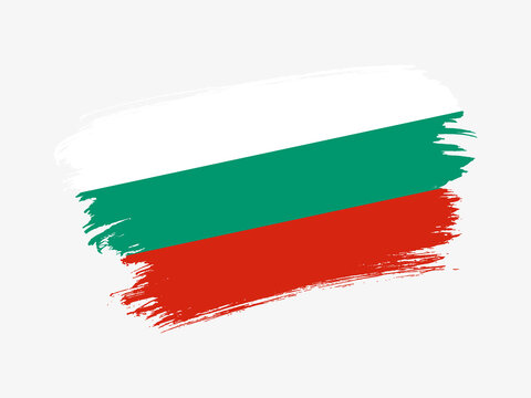 Bulgaria flag made in textured brush stroke. Patriotic country flag on white background