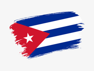 Cuba flag made in textured brush stroke. Patriotic country flag on white background