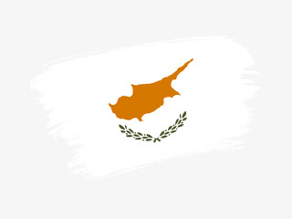 Cyprus flag made in textured brush stroke. Patriotic country flag on white background
