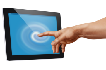 The Creation of Adam, a modern take on the painting with a touchpad.