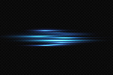 Motion light effect for banners. Blue lines. The effect of speed on a blue background. Red lines of light, speed and movement. Vector lens flare.