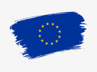 European Union flag made in textured brush stroke. Patriotic country flag on white background