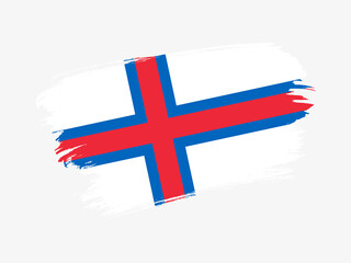 Faroe Islands flag made in textured brush stroke. Patriotic country flag on white background