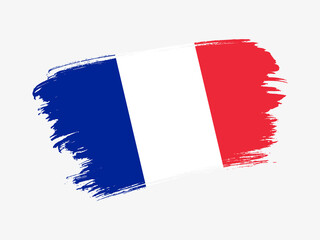 France flag made in textured brush stroke. Patriotic country flag on white background