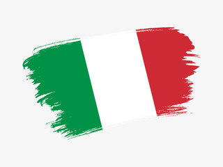 Italy flag made in textured brush stroke. Patriotic country flag on white background