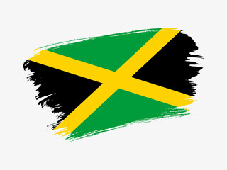 Jamaica flag made in textured brush stroke. Patriotic country flag on white background