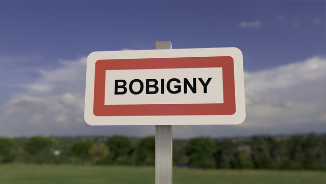 Panneau de la ville de Bobigny . Entrée dans la municipalité.	
