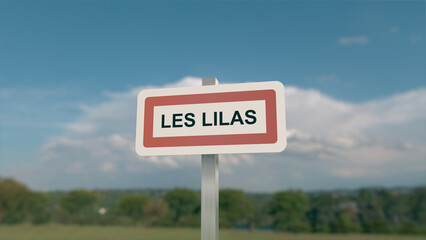 Obraz premium Panneau de la ville de Les Lilas . Entrée dans la municipalité. 