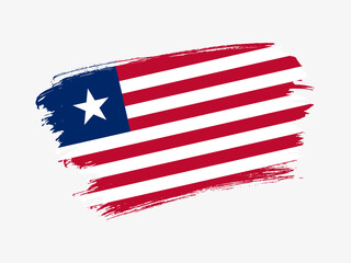 Liberia flag made in textured brush stroke. Patriotic country flag on white background