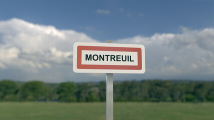 Panneau de la ville de Montreuil. Entrée dans la municipalité.	
