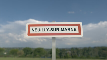 Panneau de la ville de Neuilly-sur-Marne. Entrée dans la municipalité.	
