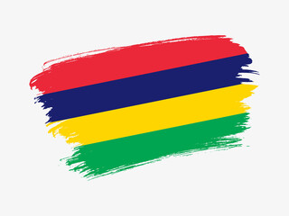 Mauritius flag made in textured brush stroke. Patriotic country flag on white background