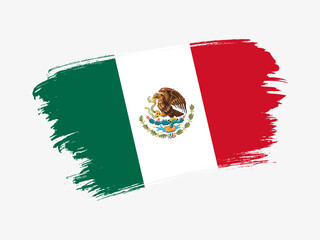 Mexico flag made in textured brush stroke. Patriotic country flag on white background