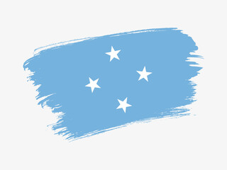 Obraz na płótnie Canvas Micronesia flag made in textured brush stroke. Patriotic country flag on white background