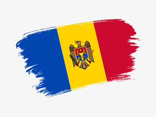 Moldova flag made in textured brush stroke. Patriotic country flag on white background