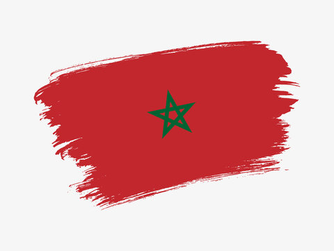 Morocco flag made in textured brush stroke. Patriotic country flag on white background