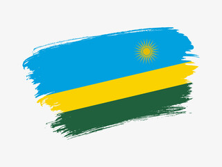 Rwanda flag made in textured brush stroke. Patriotic country flag on white background