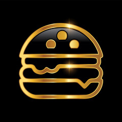 Golden Luxury Burger Vector Sign
