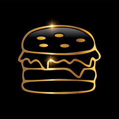 Golden Luxury Burger Vector Sign