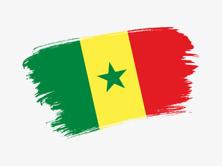 Senegal flag made in textured brush stroke. Patriotic country flag on white background