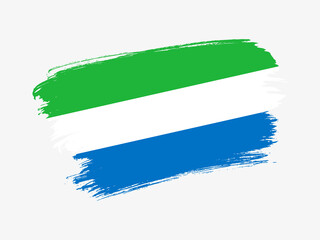 Sierra Leone flag made in textured brush stroke. Patriotic country flag on white background