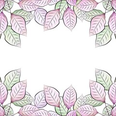Watercolor background with colorful leaves. Beautiful frame for covers, greeting cards, weddings, birthdays, anniversaries, posters and banners.