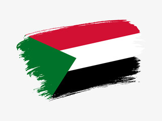 Sudan flag made in textured brush stroke. Patriotic country flag on white background
