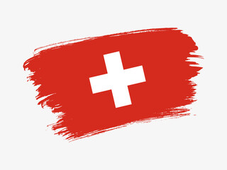 Switzerland flag made in textured brush stroke. Patriotic country flag on white background