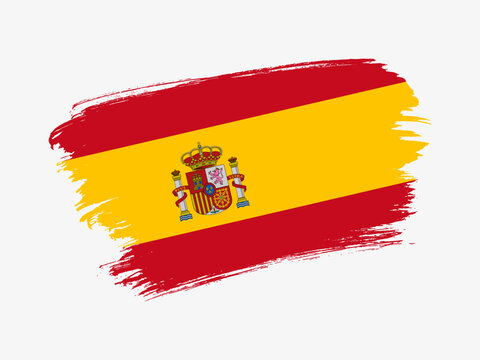 Spain flag made in textured brush stroke. Patriotic country flag on white background
