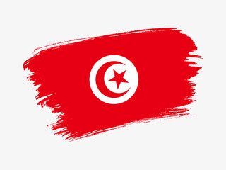 Tunisia flag made in textured brush stroke. Patriotic country flag on white background