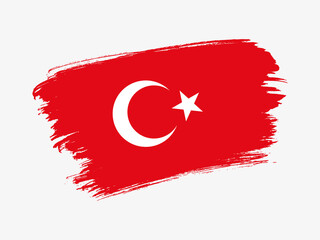 Turkey flag made in textured brush stroke. Patriotic country flag on white background