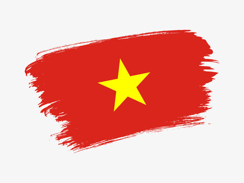 Vietnam flag made in textured brush stroke. Patriotic country flag on white background