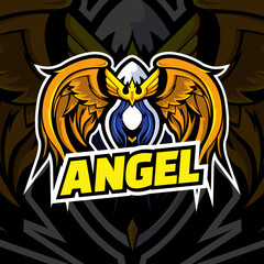 Angel Logo Sport and E-Sport with Modern Desaign Illustration.Designs Concept for T-shirts, Tattoos, Stickers, Gaming Logos or Posters.