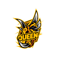Angry Queen Bee Gaming Logo Sport and E sport Team Mascot Logo with Modern Desaign IllustrationDesigns Concept for T-shirts, Tattoos, Stickers, Gaming Logos or Posters.