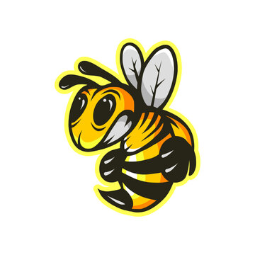 cute bee cartoon mascot logo