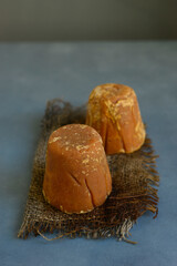 Healthy and organic Gur or Jaggery cakes. Unrefined cane sugar which is consumed in India and South
