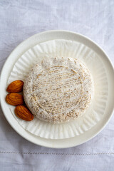 Taste of Provence, small round cheese Tome de Provence made from goat milk in Banon, Alpes-de-Haute-Provence, France
