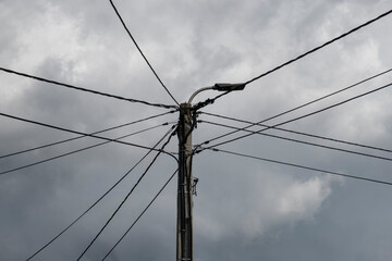 Electric wires pole network lines