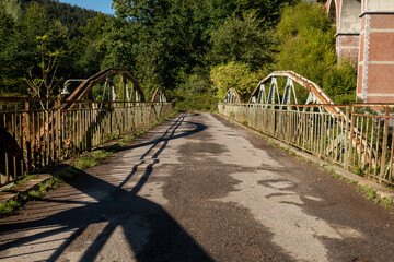 Old bridge in nature in the Belgian Ardennes near the river Ambleve