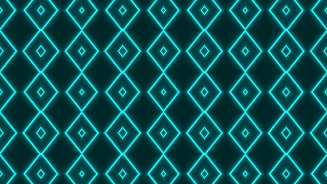 Abstract neon glowing geometric mosaic in futuristic design. Modern vj loop night club or party background. Bright psychedelic pattern with neon glowing lines