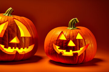 Obraz premium Spookey Halloween Pumpkin cut out by kids in Studio