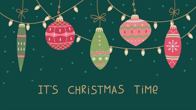 Animation of Christmas toys and garlands. Christmas video.