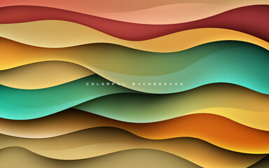Colorful abstract wavy dimension background gradient textured layers