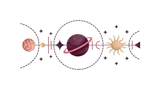 Animation of an astrological illustration. Mystical.