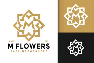 M Letter Flower Bloom Logo Design, brand identity logos vector, modern logo, Logo Designs Vector Illustration Template