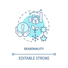 Seasonality turquoise concept icon. Company income. Financial management issue abstract idea thin line illustration. Isolated outline drawing. Editable stroke. Arial, Myriad Pro-Bold fonts used