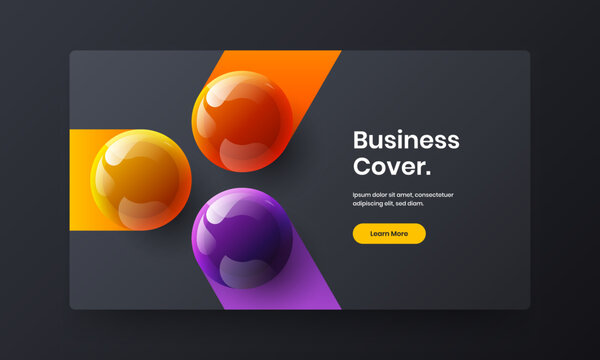 Creative 3D spheres landing page illustration. Abstract company brochure design vector concept.