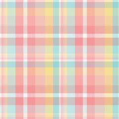 Seamless tartan plaid pattern Summer in Pink, Blue and Yellow Color. - obrazy, fototapety, plakaty