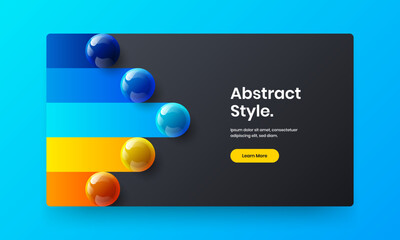 Minimalistic 3D balls front page concept. Unique poster vector design template.